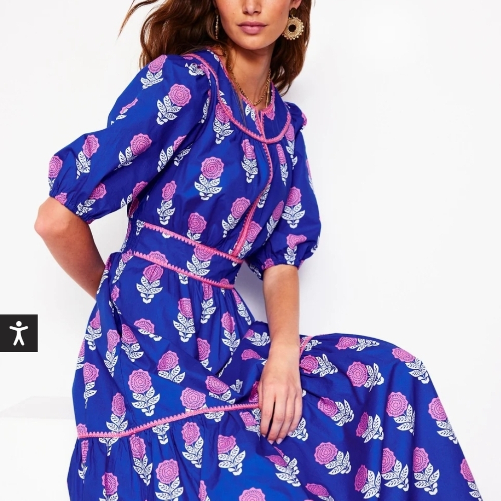 Boden Blue and Pink Floral Dress Size 16/18 - Picture 2 of 7